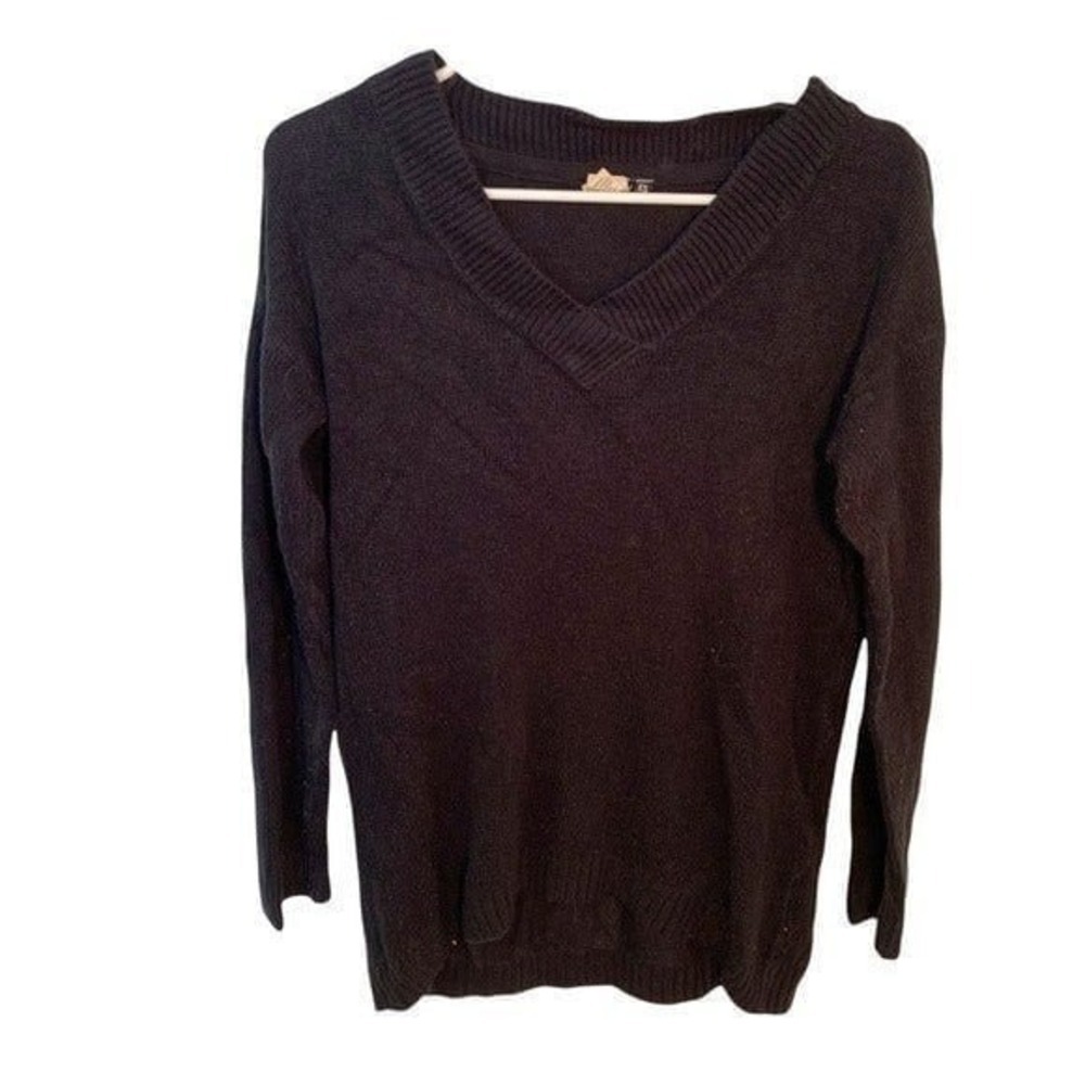 DARI Women's Size XS Slight V-Neck Sweater Black Long Sleeve Ribbed Acrylic